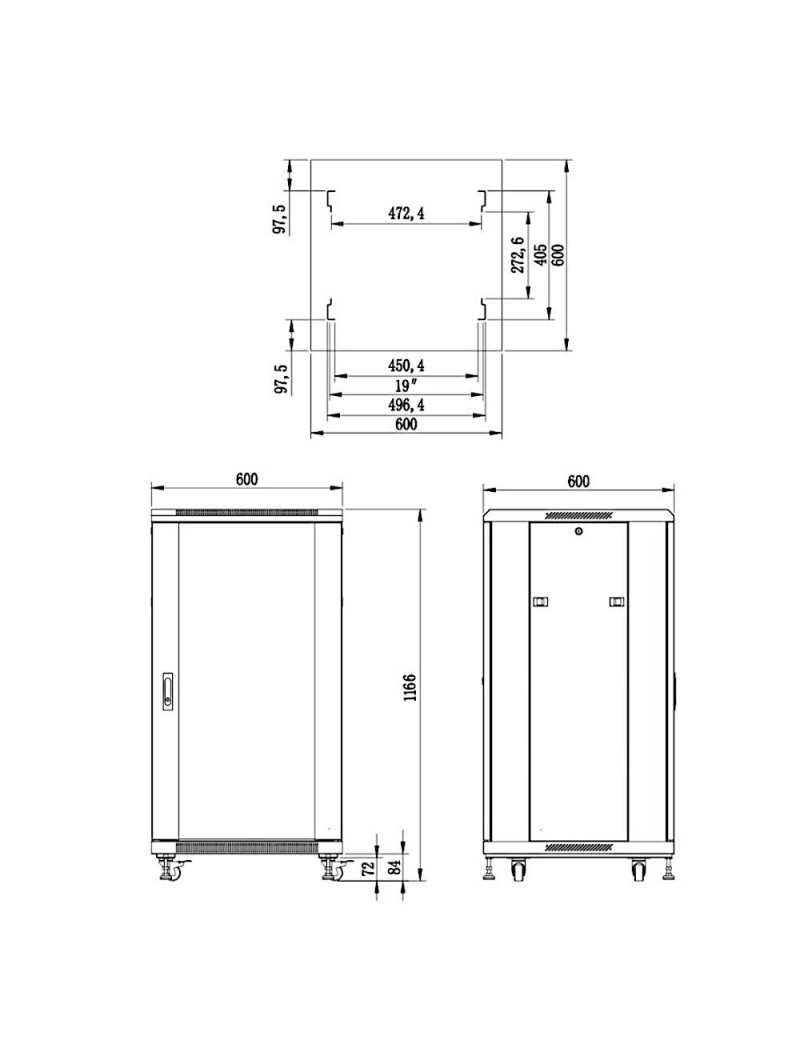 Szafa RACK 22U 19" 600 mm wolnostojąca S6622 #6