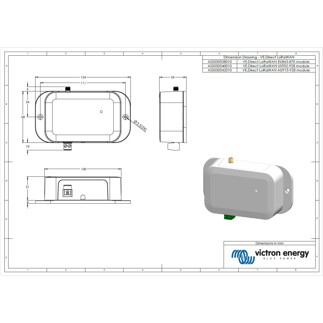 Kommunikationsmodul LoRaWAN US902-928 Victron Energy