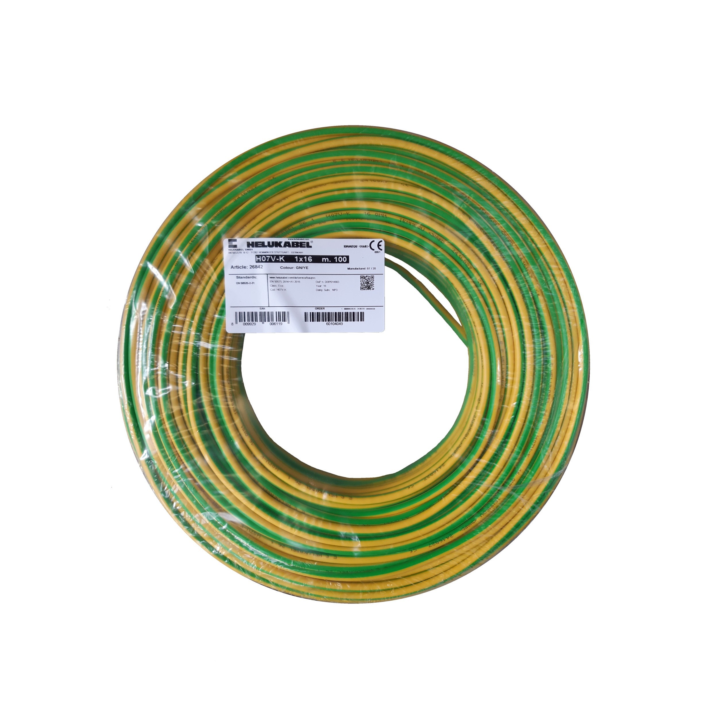 Kabel żółto-zielony 16 mm2 100 m Helukabel