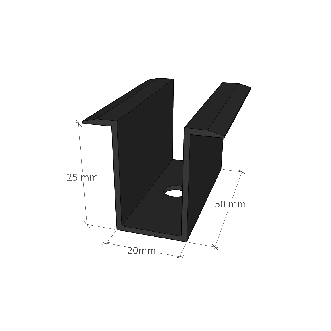 Mittelklemme 50 mm schwarz