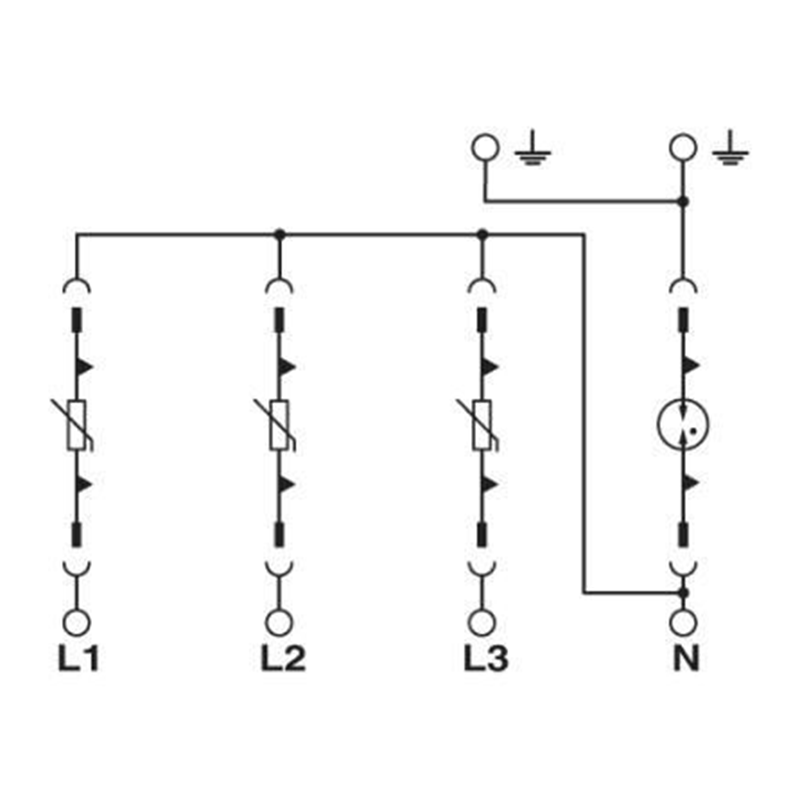 Überspannungsschutzgerät 4P AC Typ 1+2 3F Phoenix