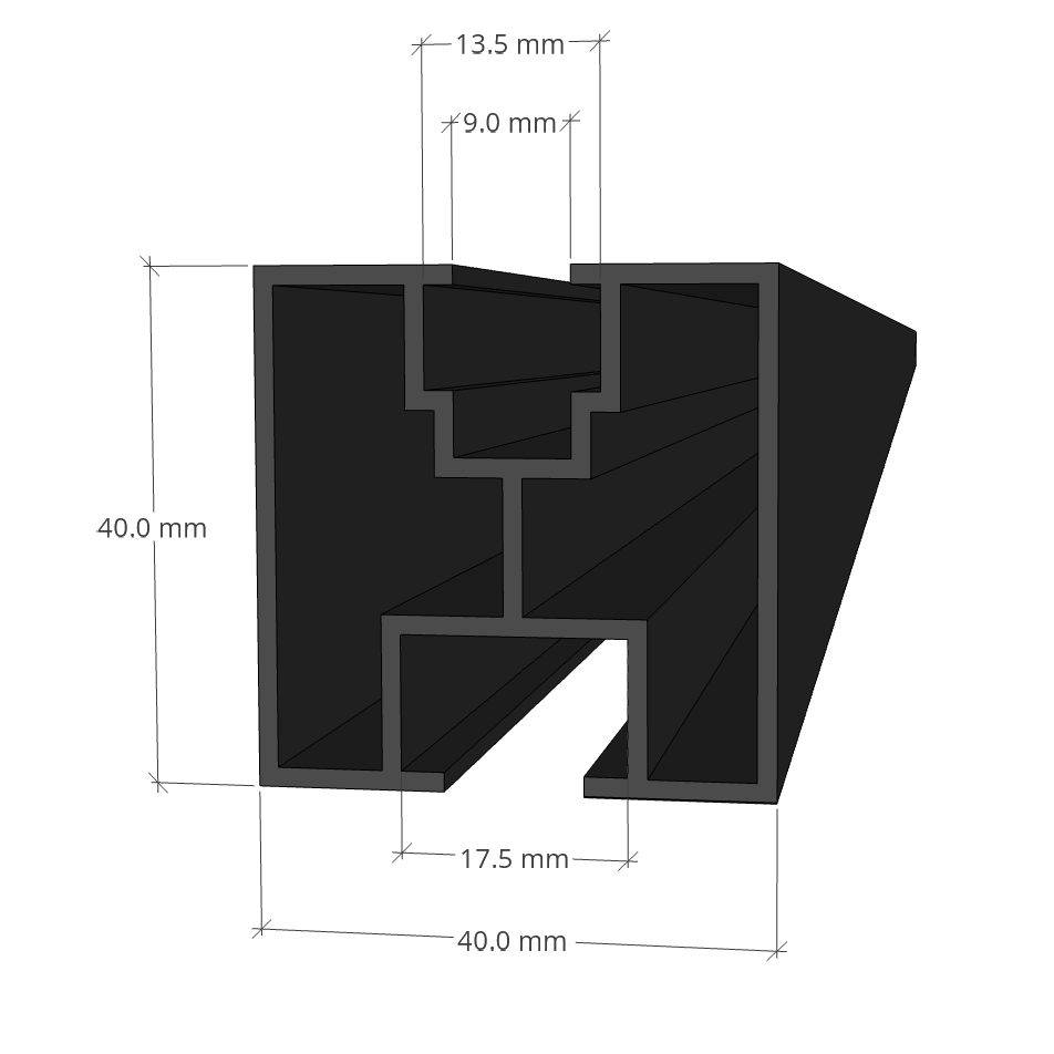 Montageprofil 40x40x2200 mm schwarz