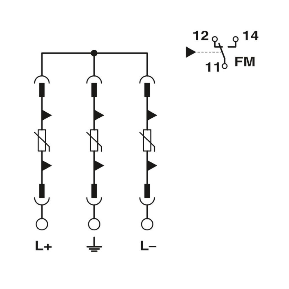 Scaricatori di sovratensione CC 1000 V PV/2+V FM tipo 1+2 Phoenix