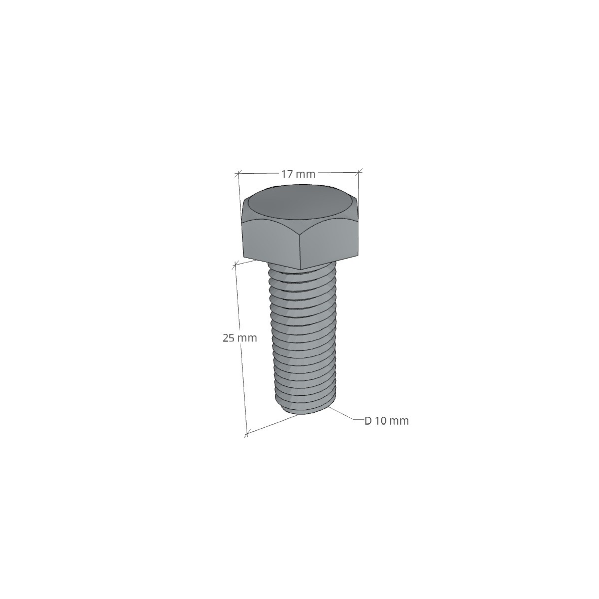 Śruba sześciokątna nierdzewna M10x25 mm